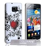 Nuovo Qualit� Bianco E Rosso Alla Moda Cuore Modello Silicone Gel Custodia Per Samsung Galaxy S2 i9100 Sii Con Libero Schermo Pellicola Protezione Da Yousavedi Yousave