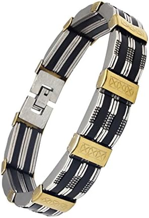 My4you 2016 Men's Stainless Steel Silicone Bracelet (gold-steel)