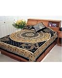 Gold Hindu Indian Bedspread, Queen Size