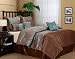 Nanshing Annna Queen 7-Piece Jacquard Comforter Set, Aqua/Chocolate