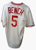 Johnny Bench Autographed 1976 Cincinnati Reds Majestic White Jersey with HOF 89 Inscription
