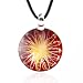 Chuvora Hand Blown Venetian Murano Glass Pendant Necklace Red with Yellow Flower
