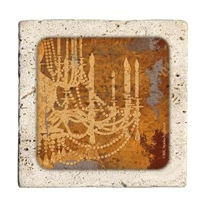 AWQN1 Travertine 4 piece Coaster Set - Chandelier by