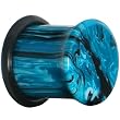 1/2" Acrylic Teal Blue Marble Saddle Plug