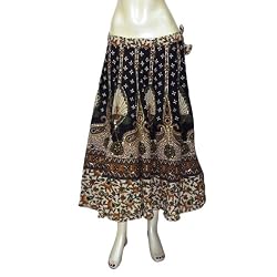 Umbrella Cut Girls Cotton Skirt Block Printed Long Size 18 (skt453a)