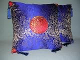 Review   / Asian Style Blue Satin Brocade Pillow