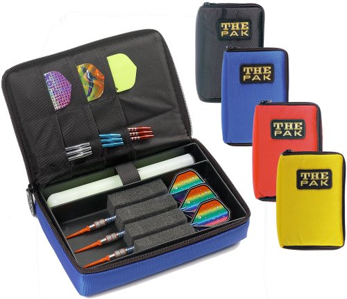 THE PAK strapazierfähige schwarze Nylon-Tasche für 1-2 Sets montierter Darts und zusätzlichen Fächern für Flys und Ersatzschäfte. 802301