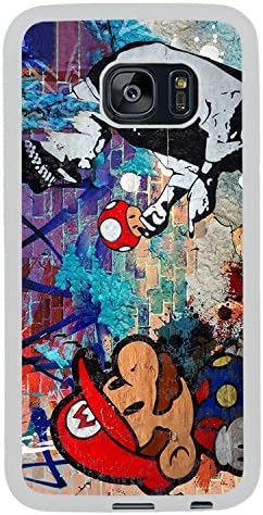 Samsung Galaxy S7 Edge Banksy Super Mario Mushroom Cop London Street Art White Shell Cover Case,Newest Case