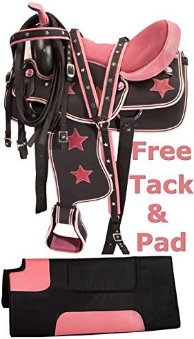 Pink Cordura Texas Star Western Synthetic Horse Saddle Tack Package