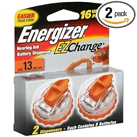 Energizer Zinc Air Hearing Aid with EZ Change Dispenser, Size 13, 16 pack (Pack of 2)
