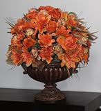 20 XL Orange Roses and Dahlias Artificial Flowers Arrangement