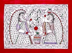 Wall Paintings Madhubani Art Organic Color Paper 15 x 11 inches (seemadh040)