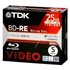 TDK �x�A�^�C�v �^��p�u���[���C�f�B�X�N 25GB �J��Ԃ��^��p(���������^) 5���p�b�N BDV-RE25X5S
