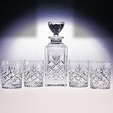 SHANNON DECANTER WITH DOFS - SHANNON 24% CRYSTAL DECANTER WITH 4 DOUBLE OLD FASHIONED GLASSES - decanter