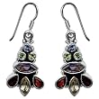 Multi Stone Sterling Silver Earrings Jewelry 1.5 Inches