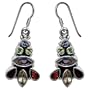 Multi Stone Sterling Silver Earrings Jewelry 1.5 Inches