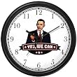 Barack Obama Picture - Yes We Can - President Barack Obama Commemorative Wall Clock by WatchBuddy Timepieces (Black Frame)