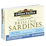 Crown Prince Natural OneWild Caught  Brisling Sardines in Spring Water, 3.75-Ounce Cans (Pack of 12) by Crown Prince On Sale