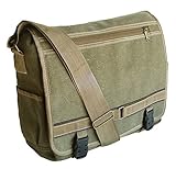 Canvas Backpacks:Military Inspired Canvas Crossbody Messenger Bag Laptop Case Backpack Olive Drab