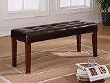 Tufted Espresso Bi-cast Leather Bench