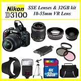Nikon D3100 SLR Digital Camera with Nikon 18-55m f3.5-5.6G VR Lens + SSE Hu ....