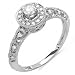 14K White Gold Round Diamond Bridal Engagement Ring Milgrain 1/2 CT (0.50 ct.tw, H-I Color, I1-I2 Clarity) Discount