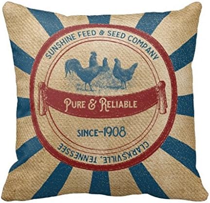 Vintage Sunshine Feed Chickens Advertisement Throw Pillow Case 18" * 18"