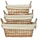 Willow Rectangle Bread Baskets With Cotton Liners Set / 3, Large= 14 1/2"L x 6"H x 11 1/2"W