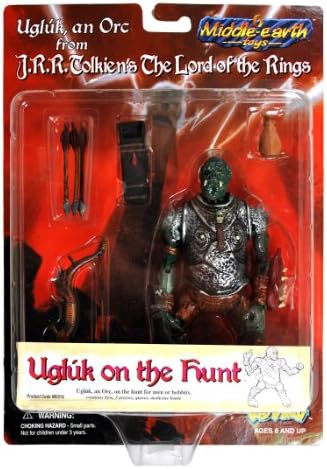 Toy Vault Year 1998 Middle Earth "J.R.R. Tolkien's The Lord of the Rings" 5 Inch Tall action Figure - UGLUK (Orc) on the Hunt with Bow, 3 Arrows, Quiver and Pouch
