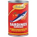 Roland Sardines in Tomato Sauce with Chili, 5.5-Ounce Cans (Pack of 50)