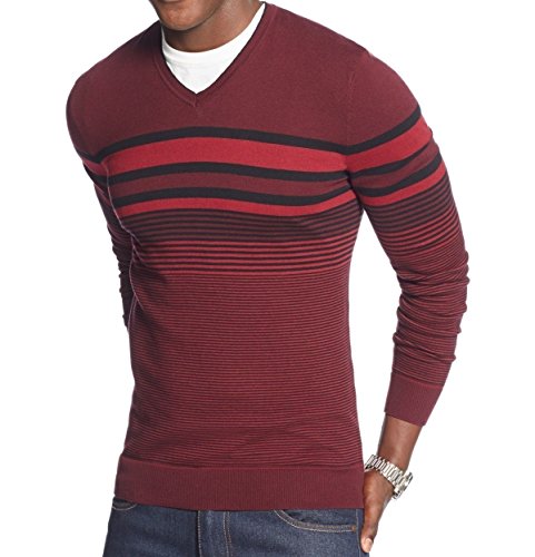 Alfani Men's Striped Regular Fit V-Neck Pullover Sweater