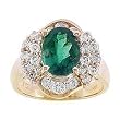 18K Yellow Gold Emerald and Diamond Ring