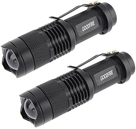 GOODFIRE 2PCS Mini 7W 300LM Led Flashlight Torch Adjustable Focus Zoom Light