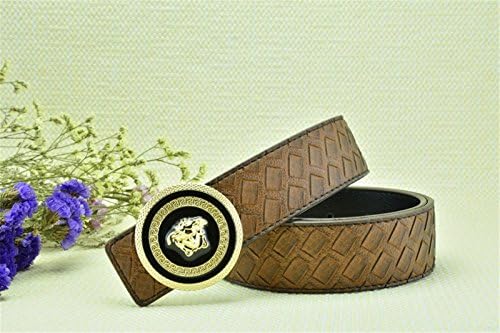 Versace Woven Pattern Belt Men's Fawn Leather Belt Vercase Collection