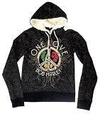 Bob Marley One Love Patterned Junior Zipped Furry Hoodie Sweatshirt