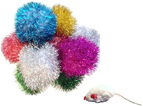 Sparkle Ball Cat Toy - 5 Pack, 2" W and (1) Zanies Mouse Toy!