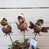 雑貨　オーナメント：ブリキの鳥ピック【3本セット】