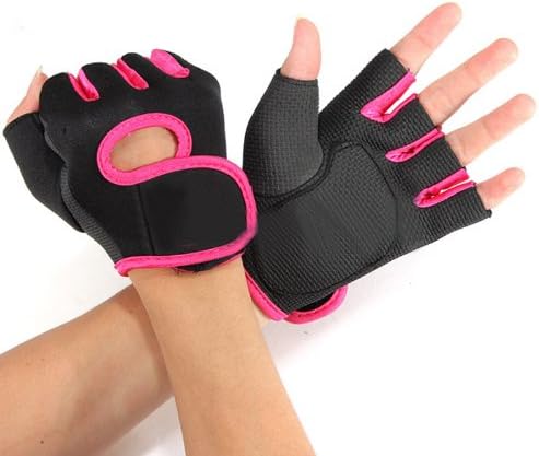 Fashion GYM Half Finger Weightlifting Gloves Sport Cycling Fitness GYM Gloves (Red S)