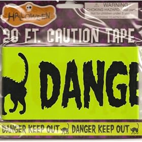 Click here to buy Halloween Caution Tape: DANGER KEEP OUT (neon green with black cats).
