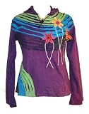 AT-R207 Agan Traders Rib Cotton Funky Razor Cut Knit Flower Hippie Top Tshirt Tunic Blouse- Small/Medium