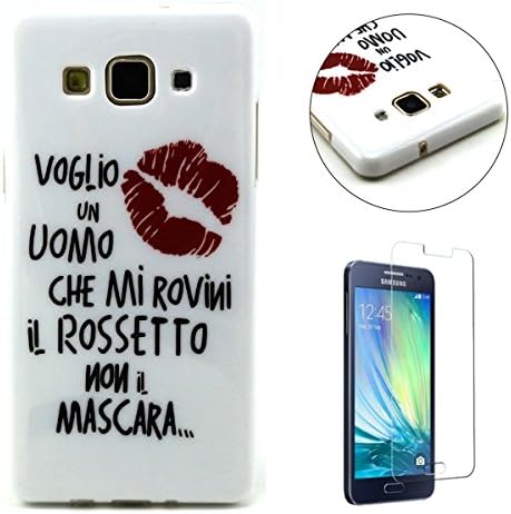 Samsung Galaxy A3 (2015) Case Ziotechnology Ultra Slim Thin Glossy Soft Flexible Rubber White Bumper Silicone Gel TPU Protective Cover Skin For Samsung Galaxy A3 (2015)-Red Lips