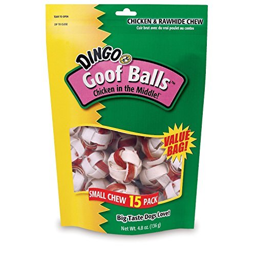 Dingo Goofballs Chicken & Rawhide Chews, Small, 15-Count(2Pack)