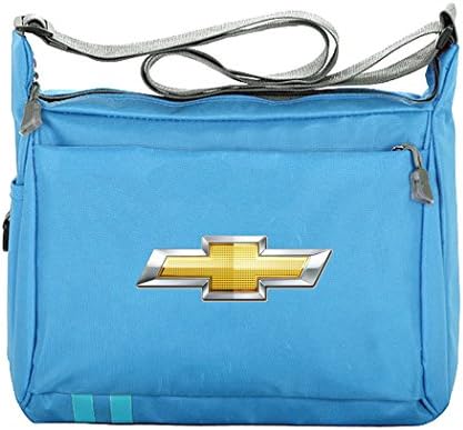 Chevrolet Chevy Gold Bowtie Casual Canvas Zipper Single Adjustable Strap Shoulder Bags Messenger Crossbody Handbags Blue