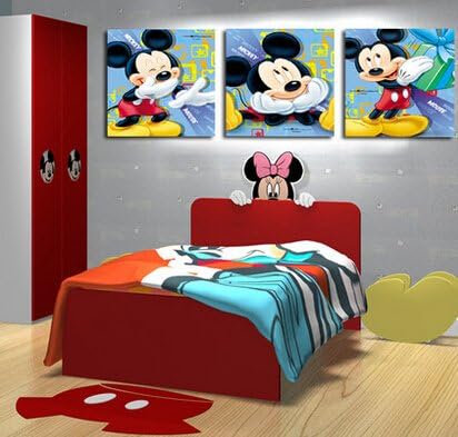 3P Disney Mickey Mouse Cartoon Picture Printed on Canvas Without Framed Children's Room Wall Art Home Decoration YJ-005