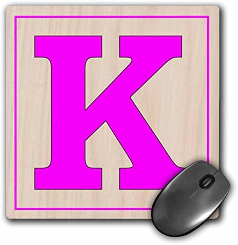 Florene - Childrens Wooden Block Letters - Print of Large Retro Fuchsia K On Wood Block - MousePad (mp_194575_1)