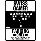 New  Swiss Gamer - Parking Only ( Invaders Tribute - 80'S Game)  Switzerland Parking Sign Country