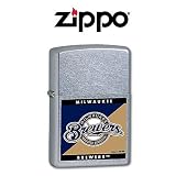 Zippo 22666 Satin Chrome, Milwaukee Brewers
