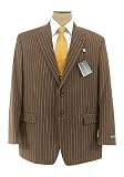 Review Ralph Lauren  / Ralph Lauren Mens Single Breasted 2 Button Brown Pinstripe Wool Suit - Size 48L