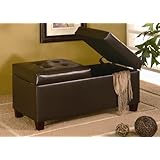 Dark Brown Leather Like Storage Ottoman
