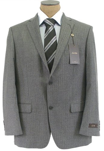Tasso Elba Mens 2 Button Pleated Gray Pinstripe Wool Cashmere Suit